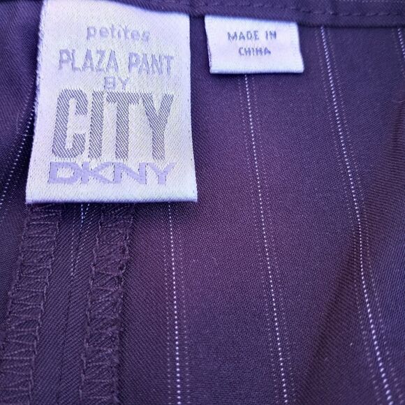 DKNY City 6P Brown Striped Full Length Zipper Pockets Women's Pants - Picture 2 of 7